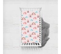 Odot Cot Bed Fitted Sheets, Rainbow Pattern Moses Basket Fitted Sheet Microfibre Crib Fitted Sheets Soft Durable Baby Bed Sheets Bassinet Sheets Cot Bed Mattress Protector (Pink Rainbow,100x135cm)