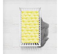 Odot Cot Bed Fitted Sheets, Rainbow Pattern Moses Basket Fitted Sheet Microfibre Crib Fitted Sheets Soft Durable Baby Bed Sheets Bassinet Sheets Cot Bed Mattress Protector (Yellow,65x95cm)