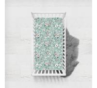 Odot Cot Bed Fitted Sheets, Toddler & Baby Bed Sheets, Elegant Floral Print Microfiber Mattress Protector, Cozy Lightweight Bedside Cribs Bassinet Sheets for Boy and Girl (Gray Green,90x140cm)