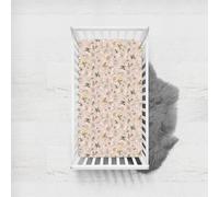 Odot Cot Bed Fitted Sheets, Toddler & Baby Bed Sheets, Elegant Floral Print Microfiber Mattress Protector, Cozy Lightweight Bedside Cribs Bassinet Sheets for Boy and Girl (Khaki,60x120cm)