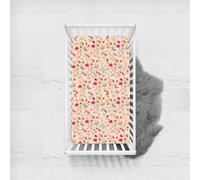 Odot Cot Bed Fitted Sheets, Toddler & Baby Bed Sheets, Elegant Floral Print Microfiber Mattress Protector, Cozy Lightweight Bedside Cribs Bassinet Sheets for Boy and Girl (Pink,100x135cm)