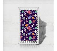 Odot Cot Bed Fitted Sheets, Toddler & Baby Bed Sheets, Universe Planet Print Microfiber Mattress Protector, Cozy Lightweight Bedside Cribs Bassinet Sheets for Boy and Girl (Style A,45x90cm)