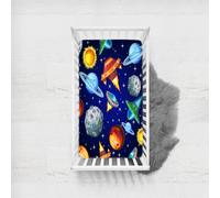 Odot Cot Bed Fitted Sheets, Toddler & Baby Bed Sheets, Universe Planet Print Microfiber Mattress Protector, Cozy Lightweight Bedside Cribs Bassinet Sheets for Boy and Girl (Style C,45x90cm)