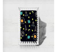 Odot Cot Bed Fitted Sheets, Toddler & Baby Bed Sheets, Universe Planet Print Microfiber Mattress Protector, Cozy Lightweight Bedside Cribs Bassinet Sheets for Boy and Girl (Style F,90x140cm)