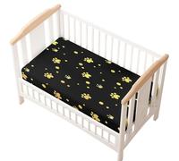 Odot Cot Bed Sheets, Animal footprints Print Bedside Cribs Fitted Sheets, Baby Bed Sheets Microfiber Cot Bed Mattress Protector, Bassinet Sheets, Easy Care Soft and Dureable (Black yellow,80x160 cm)