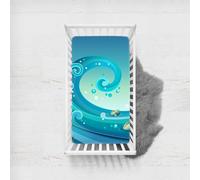 Odot Cot Bed Sheets, Beach Print Bedside Cribs Fitted Sheets, Baby Bed Sheets Microfiber Cot Bed Mattress Protector, Bassinet Sheets, Easy Care Soft and Dureable (Waves,45x90 cm)