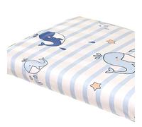 Odot Cot Bed Sheets, Bedside Cribs Fitted Sheets for Boys and Girls, Baby Bed Sheets Cot Bed Mattress Protector, Bassinet Sheets, Easy Care Soft and Dureable (144x74x5cm,Whale)