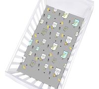 Odot Cot Bed Sheets, Bedside Cribs Fitted Sheets for Boys and Girls, Baby Bed Sheets Microfiber Cot Bed Mattress Protector, Bassinet Sheets, Easy Care Soft and Dureable (130x70cm,Owl.Gray)