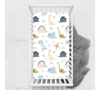 Odot Cot Bed Sheets, Dinosaur Print Bedside Cribs Fitted Sheets, Baby Bed Sheets Microfiber Cot Bed Mattress Protector, Bassinet Sheets, Easy Care Soft and Dureable (Rainbow,33x75 cm)