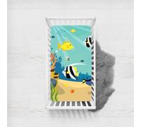 Odot Cot Bed Sheets Fitted Sheets Travel Cot Sheets Cartoon Ocean Island Print Microfiber Cozy Lightweight Breathable Mattress Protector for Baby Bedside Cribs Bassinet (75x33cm,Seaweed)