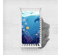Odot Cot Bed Sheets Fitted Sheets Travel Cot Sheets Cartoon Ocean Island Print Microfiber Cozy Lightweight Breathable Mattress Protector for Baby Bedside Cribs Bassinet (100x135cm,Jellyfish)