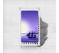 Odot Cot Bed Sheets Fitted Sheets Travel Cot Sheets Sailing Ship on Sea Print Microfiber Cozy Lightweight Breathable Mattress Protector for Boys Girls Bedside Cribs Bassinet (Purple,70x140cm)
