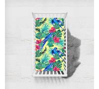 Odot Cot Bed Sheets Fitted Sheets Travel Cot Sheets, Tropical Plant Floral Print Microfiber Cozy Lightweight Mattress Protector for Bedside Cribs Bassinet Boys Girls (60x120cm,Parrot)