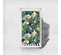 Odot Cot Bed Sheets Fitted Sheets Travel Cot Sheets, Tropical Plant Floral Print Microfiber Cozy Lightweight Mattress Protector for Bedside Cribs Bassinet Boys Girls (60x120cm,Monstera)
