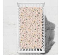 Odot Cot Bed Sheets, Flowers Print Bedside Cribs Fitted Sheets, Baby Bed Sheets Microfiber Cot Bed Mattress Protector, Bassinet Sheets, Easy Care Soft and Dureable (Camel,33x75 cm)