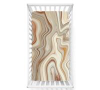 Odot Cot Bed Sheets, Multicolor Marble Print Bedside Cribs Fitted Sheets, Baby Bed Sheets Cot Bed Mattress Protector, Bassinet Sheets, Easy Care Soft and Dureable (Camel,80x160 cm)