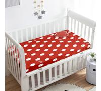 Odot Cot Bed Sheets, Polka dot Pattern Bedside Cribs Fitted Sheets, Baby Bed Sheets Microfiber Cot Bed Mattress Protector, Bassinet Sheets, Easy Care Soft and Dureable (red,60x120 cm)