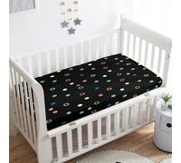 Odot Cot Bed Sheets, Polka dot Pattern Bedside Cribs Fitted Sheets, Baby Bed Sheets Microfiber Cot Bed Mattress Protector, Bassinet Sheets, Easy Care Soft and Dureable (Black,60x120 cm)