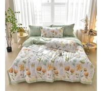 Odot Coverless Duvet 2.5 Tog for Single Double King Size, Summer Duvet No Cover Cosy and Lightweight Quilt Breathable Bedspreads Quilted Throw for Beds (Golden flowers,150 * 200cm)