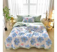 Odot Coverless Duvet 2.5 Tog for Single Double King Size, Summer Duvet No Cover Cosy and Lightweight Quilt Breathable Bedspreads Quilted Throw for Beds (Blue flowers,150 * 200cm)