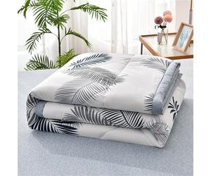 Odot Coverless Duvet 2.5 Tog for Single Double King Size, Summer Duvet No Cover Cosy and Lightweight Quilt Breathable Bedspreads Quilted Throw for Beds (Gray leaves,100 * 150cm)