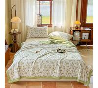 Odot Coverless Duvet 2.5 Tog Single Double King Size, Reversible Summer Quilted Duvet Cosy and Lightweight Quilt Breathable Bedspreads Quilted Throw for Beds (Green leaves,180 * 200cm)