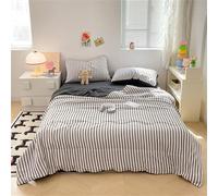 Odot Coverless Duvet 2.5 Tog Single Double King Size, Reversible Summer Quilted Duvet Cosy & Lightweight Quilt Breathable Bedspreads Quilted Throw for Beds (Gray Stripes,200 * 230cm)