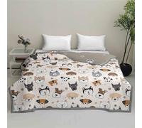 Odot Coverless Duvet 2.5 Tog Single Double King Size Reversible Summer Quilted Duvet Throw Blanket for Sofa Bed Modern Soft Lightweight Bedspreads Bed Coverlet Throw, Cute Prints (Dog,120x150cm)