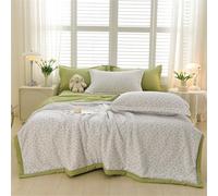 Odot Coverless Duvet 2.5 Tog Single Double King Size, Seersucker Summer Quilted Duvet Cosy and Lightweight Quilt Breathable Bedspreads Quilted Throw for Beds (Yellow flowers,200 * 230cm)