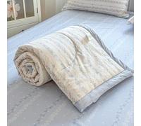 Odot Coverless Duvet 4.5 Tog for Single Double King Size, Summer Cotton Duvet No Cover Cosy and Lightweight Quilt Breathable Bedspreads Quilted Throw for Beds (Striped Floral,150 * 200cm)