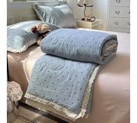 Odot Coverless Duvet 4.5 Tog for Single Double King Size, Summer Cotton Duvet No Cover Cosy and Lightweight Quilt Breathable Bedspreads Quilted Throw for Beds (Blue polka dots,150 * 200cm)