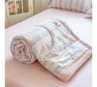 Odot Coverless Duvet 4.5 Tog for Single Double King Size, Summer Cotton Duvet No Cover Cosy and Lightweight Quilt Breathable Bedspreads Quilted Throw for Beds (Pink Bohemian,150 * 200cm)