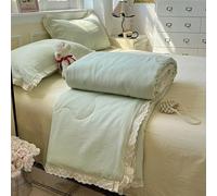 Odot Coverless Duvet 4.5 Tog for Single Double King Size, Summer Cotton Duvet No Cover Cosy and Lightweight Quilt Breathable Bedspreads Quilted Throw for Beds (Light green plaid,200 * 230cm)