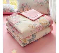 Odot Coverless Duvet 4.5 Tog for Single Double King Size, Summer Cotton Duvet No Cover Cosy and Lightweight Quilt Breathable Bedspreads Quilted Throw for Beds (Yellow peony,150 * 200cm)