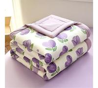 Odot Coverless Duvet 4.5 Tog for Single Double King Size, Summer Duvet No Cover Cosy and Lightweight Quilt Breathable Bedspreads Quilted Throw for Beds (Elegant purple tulip,180 * 200cm)