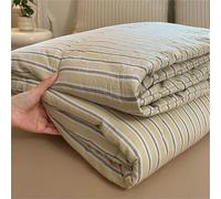 Odot Coverless Duvet 4.5 Tog for Single Double King Size, Summer Duvet No Cover Cosy and Lightweight Quilt Breathable Bedspreads Quilted Throw for Beds (Light yellow stripes,180 * 200cm)