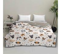 Odot Coverless Duvet 4.5 Tog for Single Double King Size, Summer Duvet No Cover Cosy and Lightweight Quilt Breathable Bedspreads Quilted Throw for Beds (Cute dog,220 * 240cm)