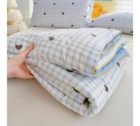 Odot Coverless Duvet 4.5 Tog for Single Double King Size, Summer Duvet No Cover Cosy and Lightweight Quilt Breathable Bedspreads Quilted Throw for Beds (Plaid Grey Heart,200 * 230cm)