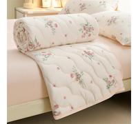 Odot Coverless Duvet 4.5 Tog for Single Double King Size, Summer Duvet No Cover Cosy and Lightweight Quilt Breathable Bedspreads Quilted Throw for Beds (Rose bouquet,180 * 200cm)