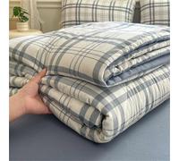 Odot Coverless Duvet 4.5 Tog for Single Double King Size, Summer Duvet No Cover Cosy and Lightweight Quilt Breathable Bedspreads Quilted Throw for Beds (Gray-blue stripes,180 * 200cm)