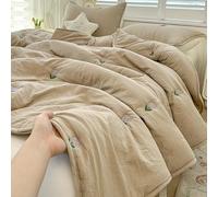 Odot Coverless Duvet 4.5 Tog for Single Double King Size, Summer Quilted Duvet Throw Blanket for Sofa Bed, Soft Lightweight Bedspreads Bed Coverlet Throw (Khaki,100x150cm)