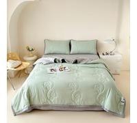 Odot Coverless Duvet 4.5 Tog for Single Double King Size, Summer Quilted Duvet Throw Blanket for Sofa Bed, Soft Lightweight Bedspreads Bed Coverlet Throw Quilting (Green,180x220cm)
