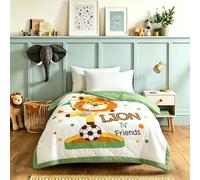 Odot Coverless Duvet Kids Toddler 2.5 Tog for Single, Summer Coverless Duvet No Cover Needed Lightweight Breathable Soft Cosy Cold Quilt Blanket for Boys and Girls (Football,120x150cm)