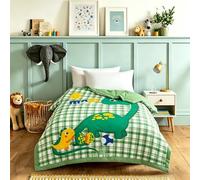 Odot Coverless Duvet Kids Toddler 2.5 Tog for Single, Summer Coverless Duvet No Cover Needed Lightweight Breathable Soft Cosy Cold Quilt Blanket for Boys and Girls (Green dinosaur,120x150cm)