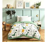 Odot Coverless Duvet Kids Toddler 2.5 Tog for Single, Summer Coverless Duvet No Cover Needed Lightweight Breathable Soft Cosy Cold Quilt Blanket for Boys and Girls (Dinosaur,120x150cm)