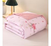 Odot Coverless Duvet Single 4.5 Tog 135x200cm - Summer Single Girls Coverless Quilted FlowerPrinted, Reversible Bedspreads Blanket Throw For Kids