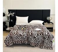 Odot Coverless Duvet Single Double King Size, Reversible Summer Quilted Duvet 2.5 Tog Cosy and Lightweight Quilt Breathable Cooling Bedspreads Quilted Throw for Beds (Leopard print,200x230cm)