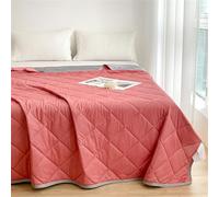 Odot Coverless Duvet Single Double King Size, Reversible Summer Quilted Duvet 2.5 Tog Cosy and Lightweight Quilt Breathable Cooling Bedspreads Quilted Throw for Beds (Solid Color Red,180 * 200cm)