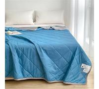 Odot Coverless Duvet Single Double King Size, Reversible Summer Quilted Duvet 2.5 Tog Cosy and Lightweight Quilt Breathable Cooling Bedspreads Quilted Throw for Beds (Solid Color Blue,200 * 230cm)