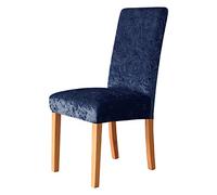 Odot Diamond Velvet Chair Covers, Elastic Dining Chairs Set of 4, Seat Covers Washable Removable High Back Dining Chair Covers 3D Chair Cover for Dining Room,Hotel (Set of 4,Navy)